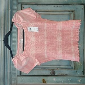 NWT Abercrombie kids/teen 15/16 pink white short sleeve